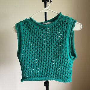 Zara Teal Crochet Crop Top
